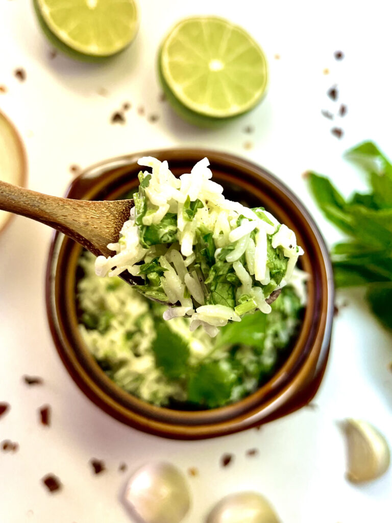 lime rice with spoon