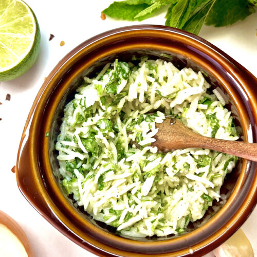 lime rice in bowl