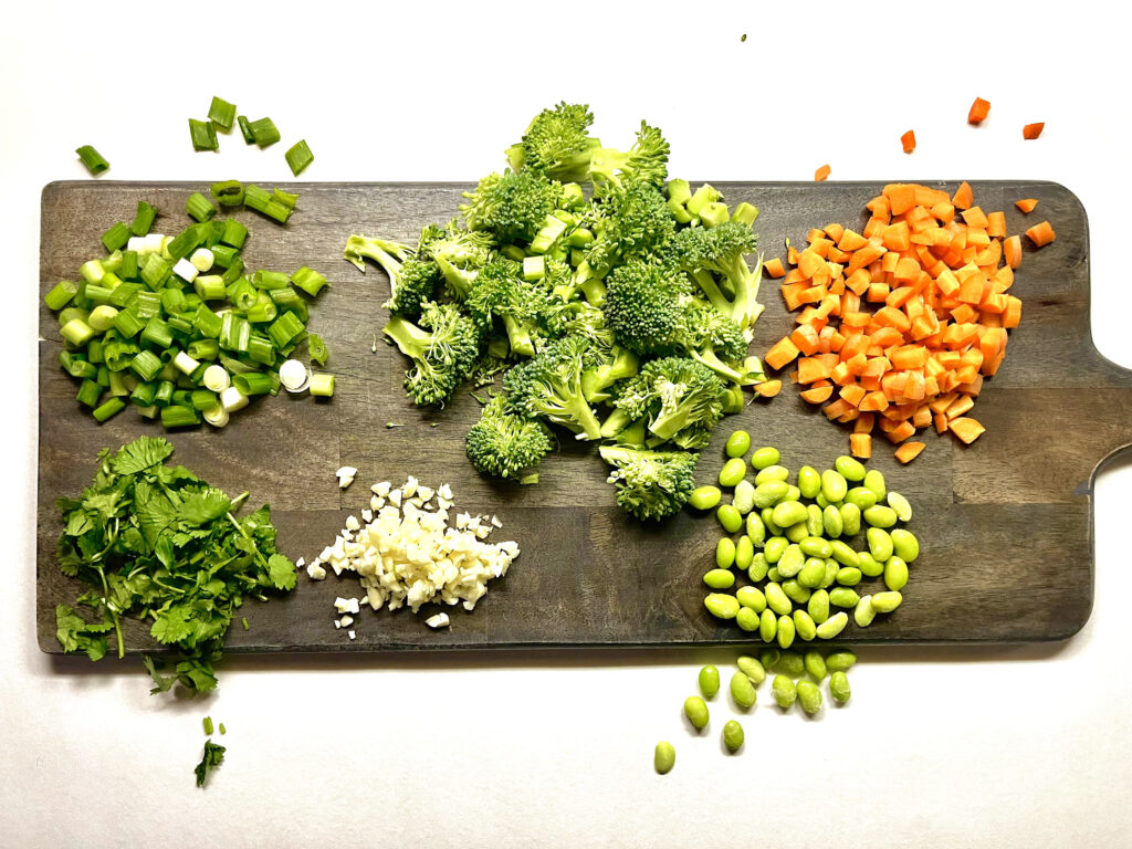 veggies on cutting board