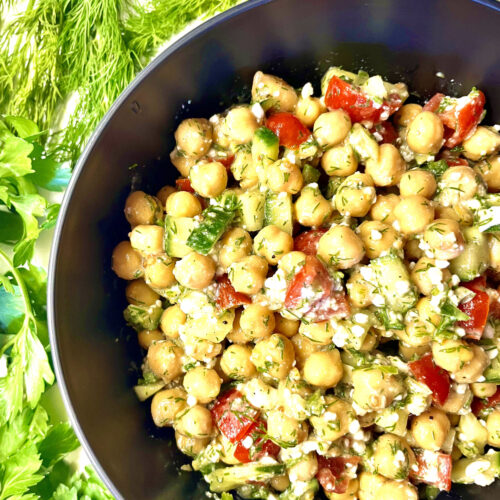 chickpea salad in bowl