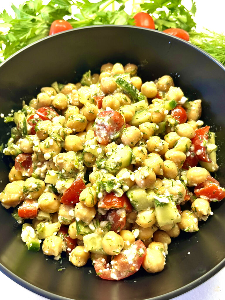 chickpea salad in bowl