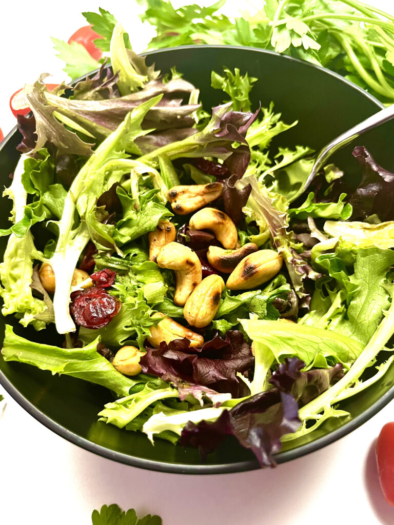 green salad with spoon