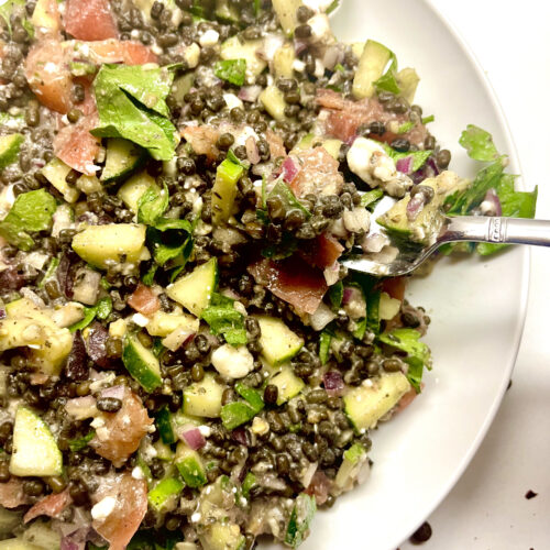 lentil salad on plate