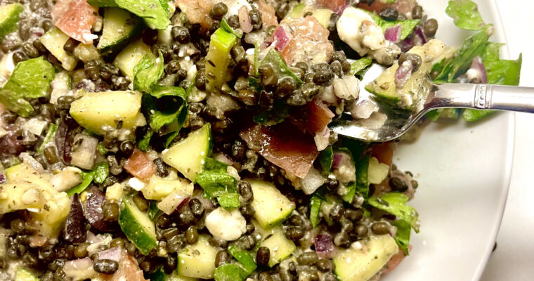 lentil salad on plate