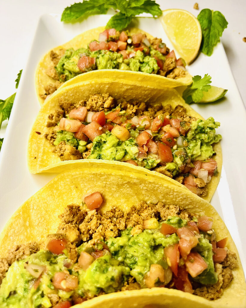 tacos with tofu crumbles