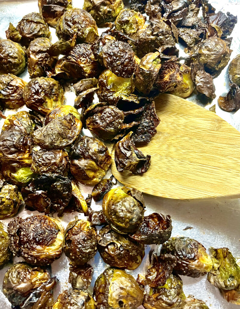 roasted brussel sprouts on pan