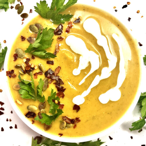 pumpkin soup in bowl