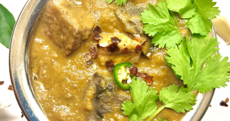 cajun tofu mushroom coconut curry in bowl