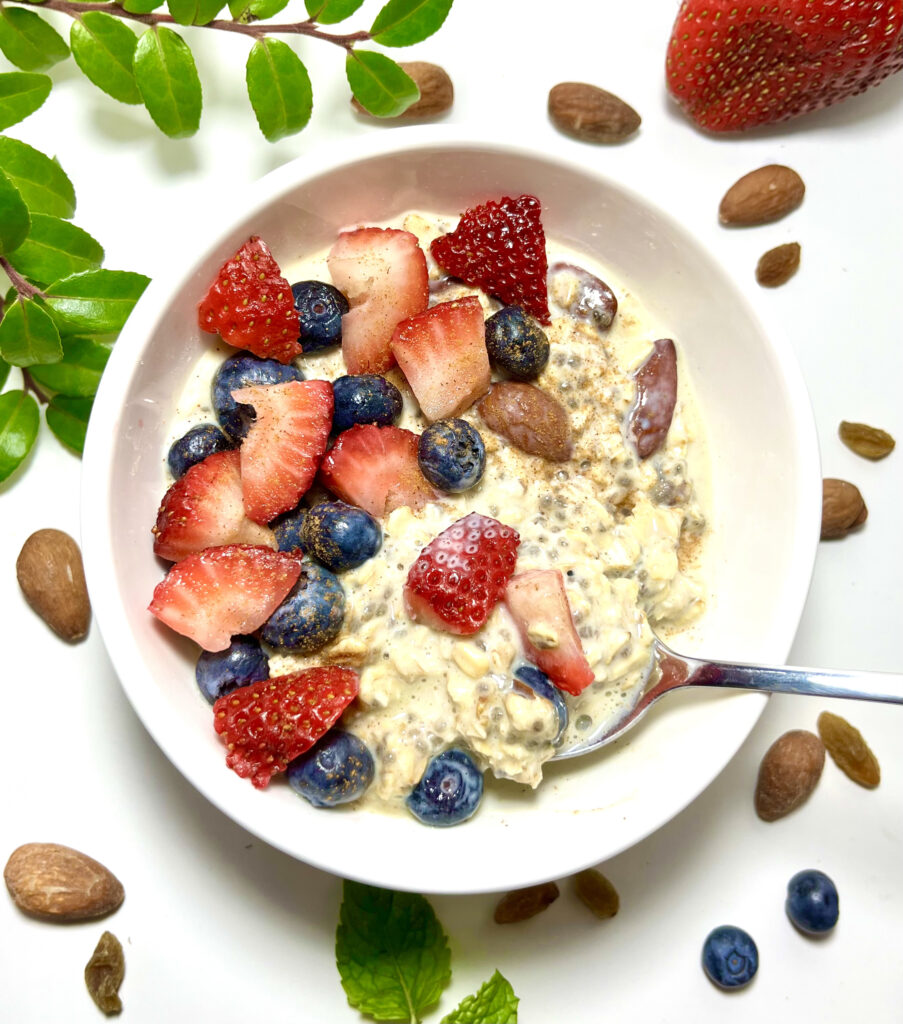 oatmeal in bowl with spoon