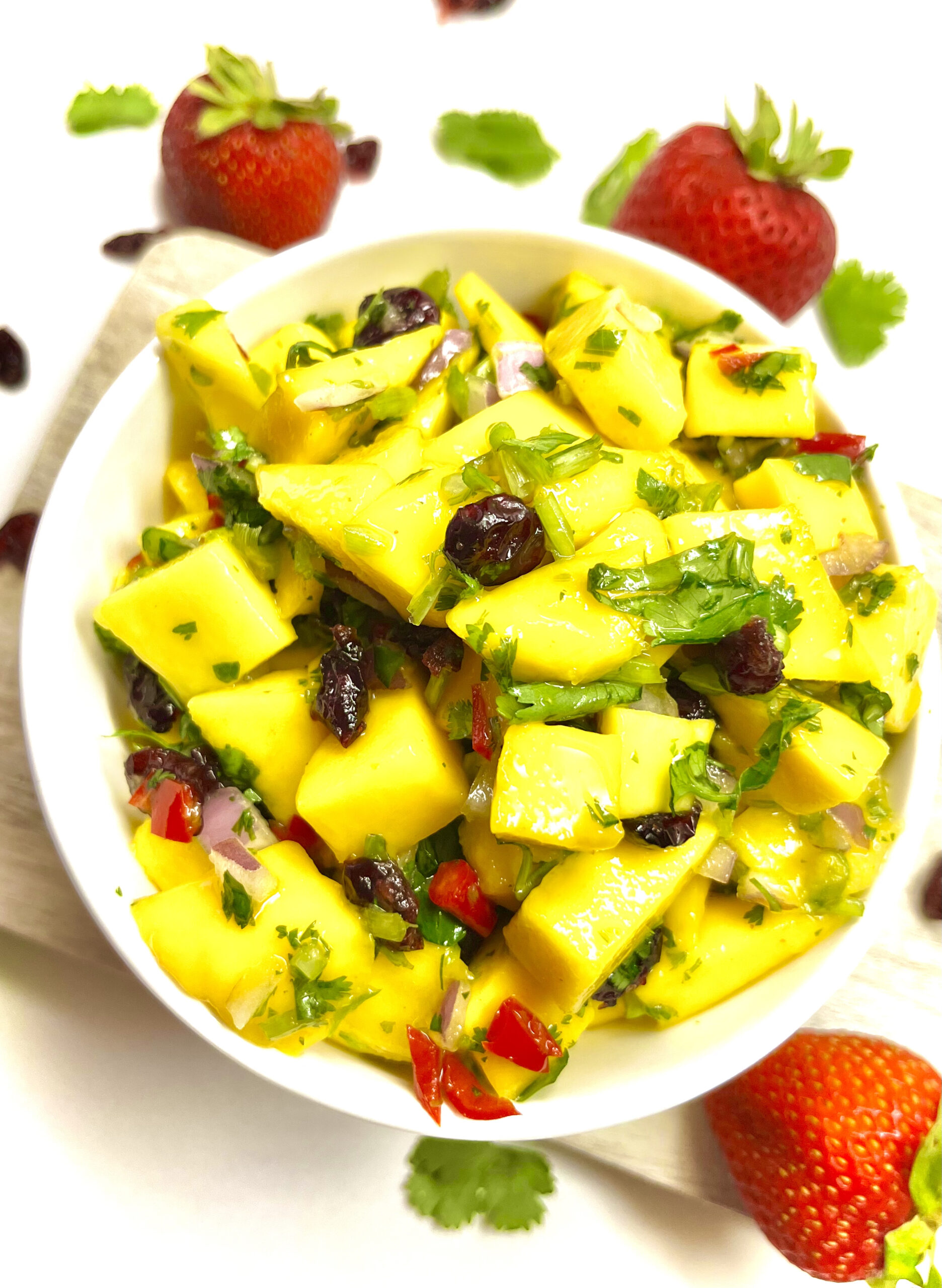 mango cilantro salad in bowl