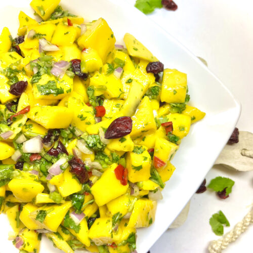 mango cilantro salad on plate