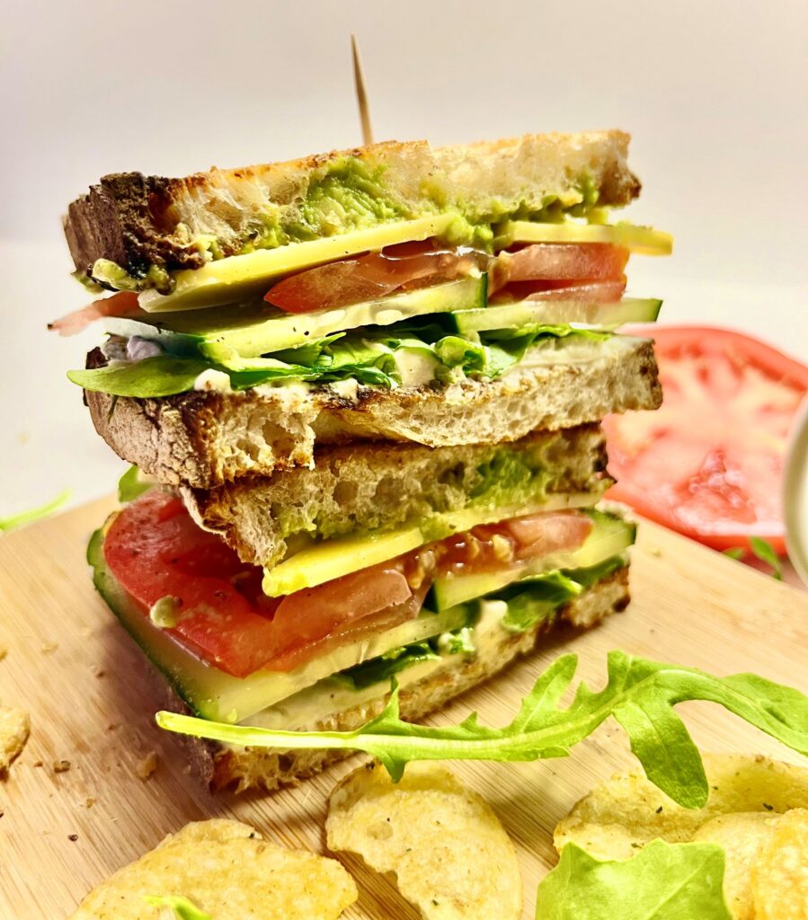 veggie sandwiches stacked