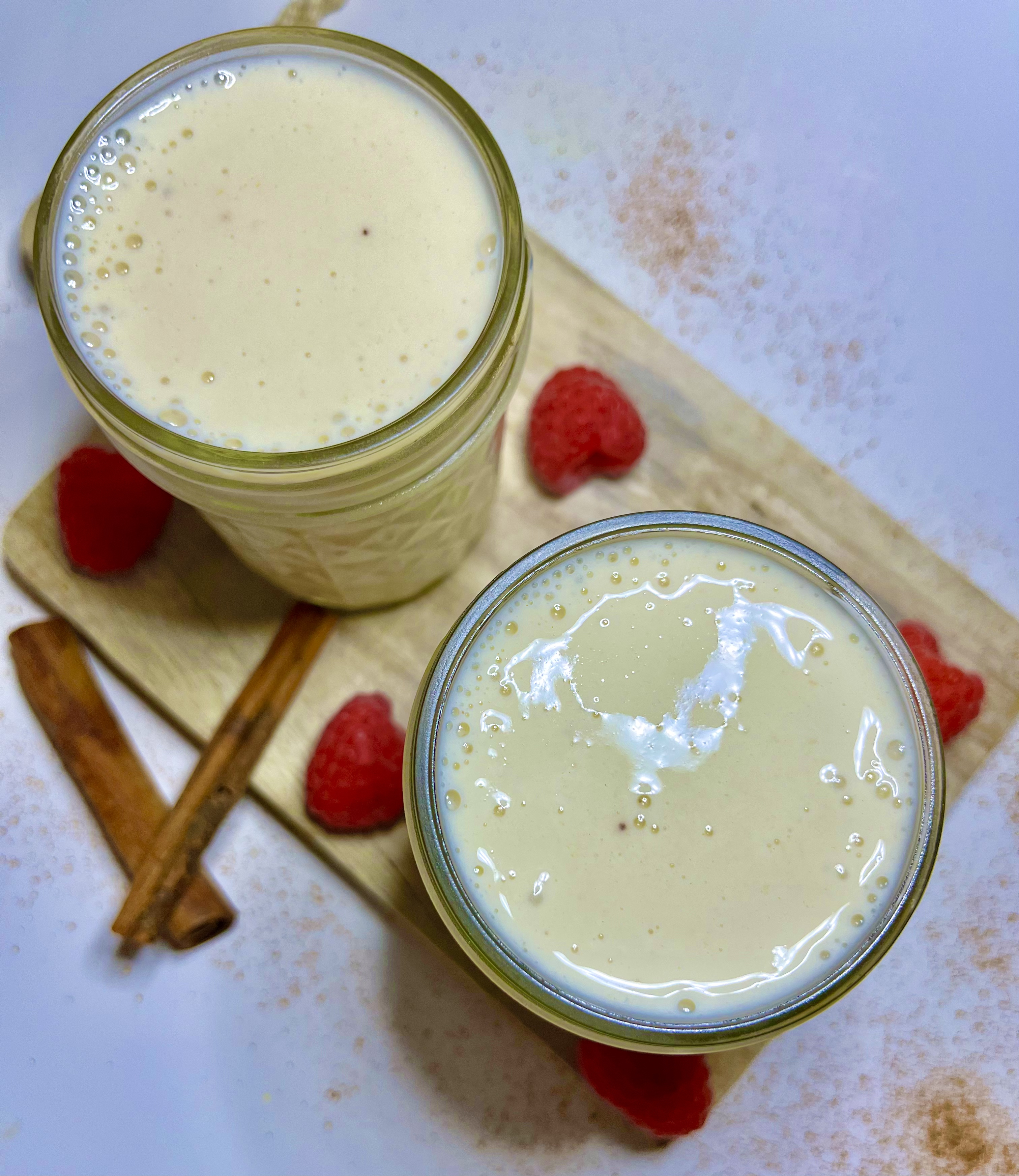 smoothie in jars with garnishes