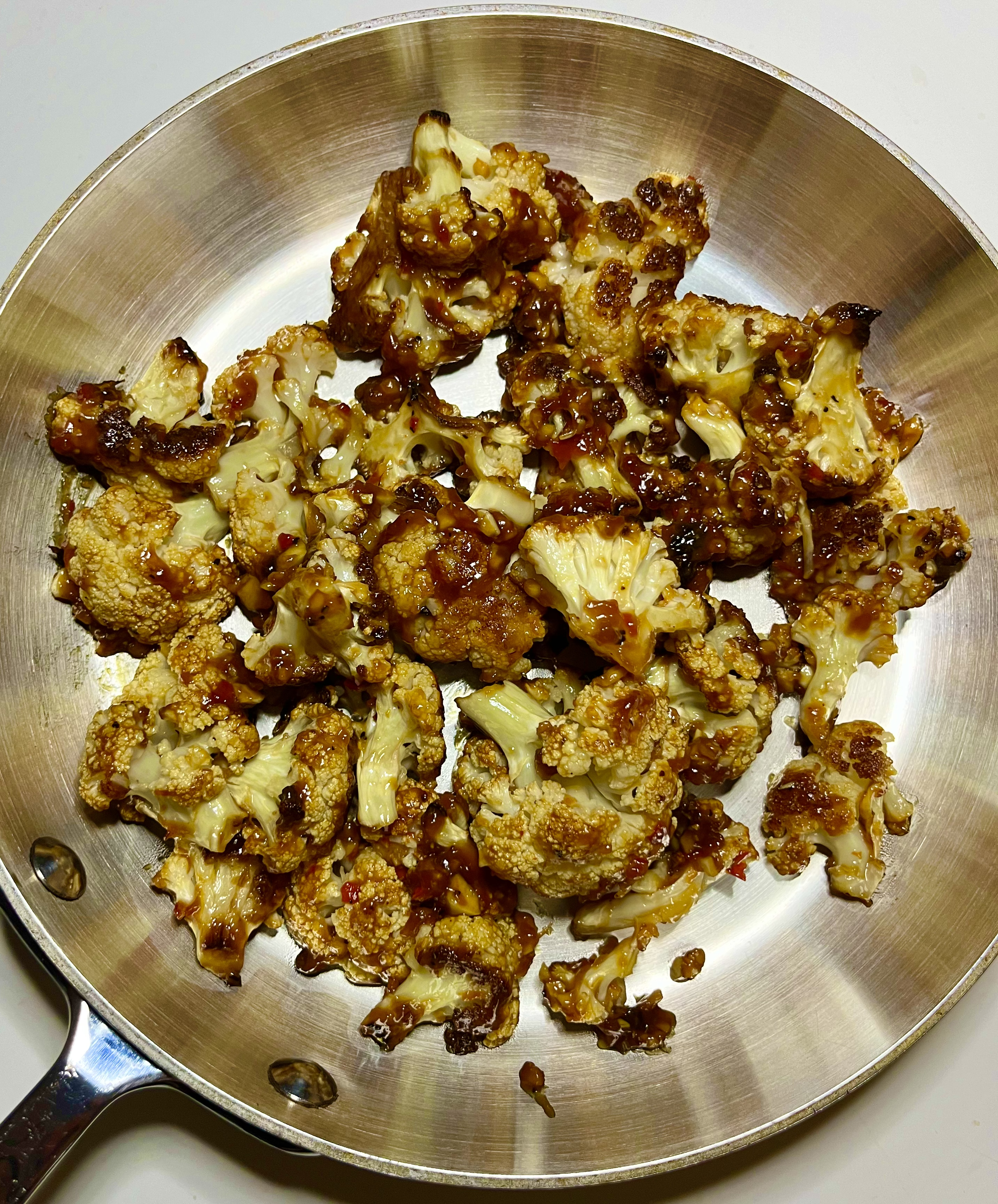 kung pao cauliflower in pan