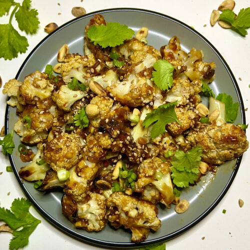 kung pao cauliflower on plate