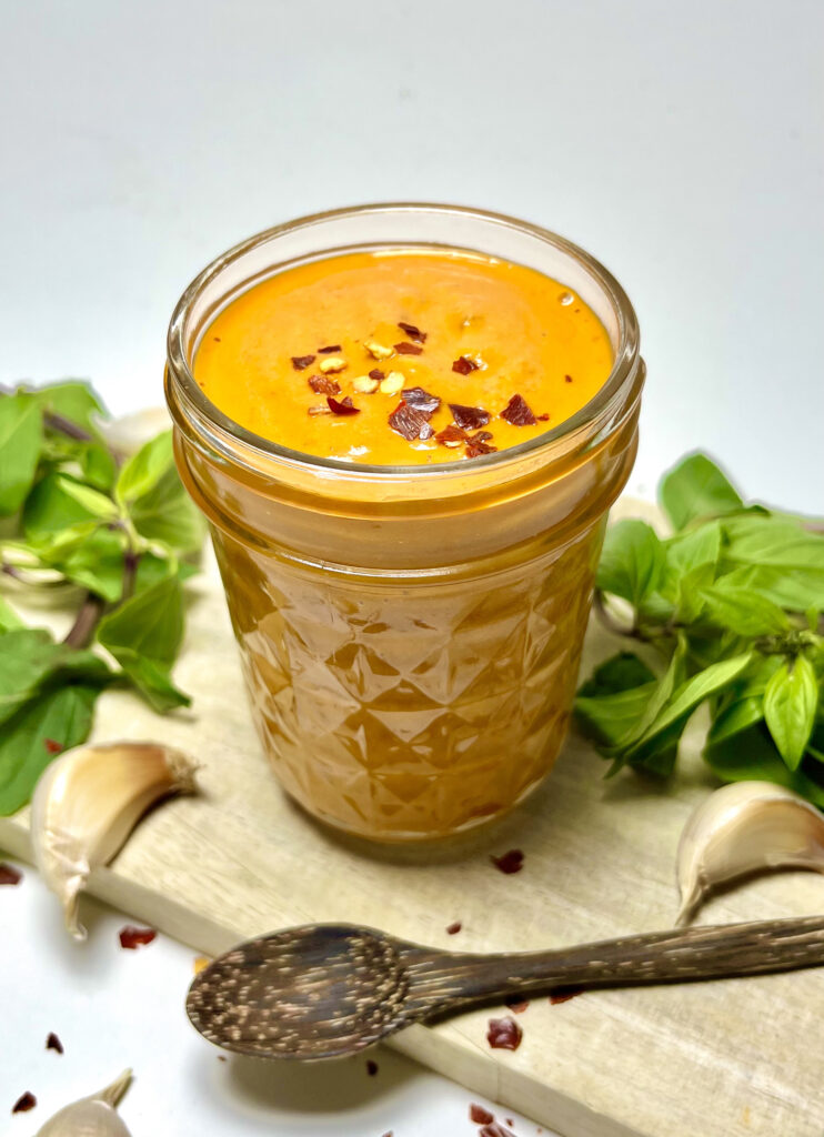 creamy chipotle dressing in mason jar