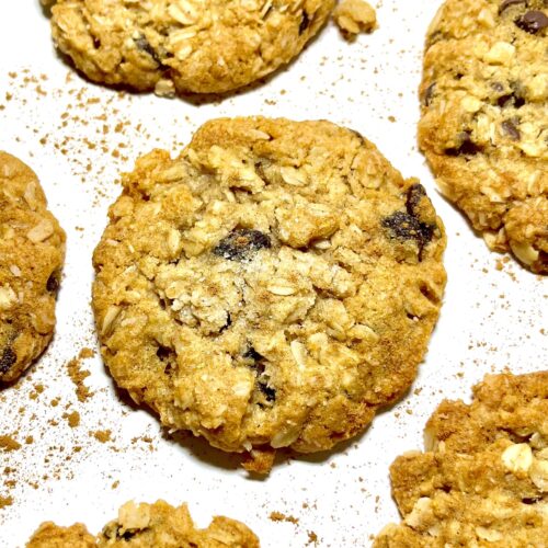 cookies on white background seen from above